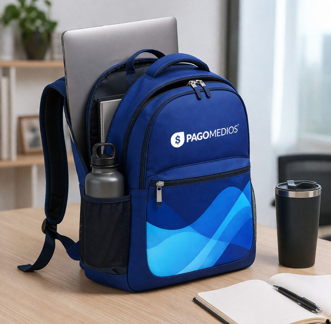 Mochila Pagomedios Azul Corporativa – Diseño Moderno y Funcional - Image 3