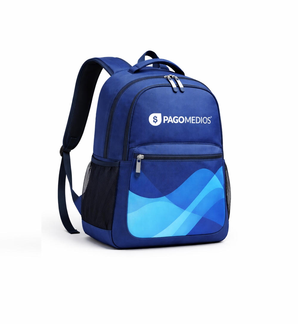 Mochila Pagomedios Azul Corporativa – Diseño Moderno y Funcional - Image 2